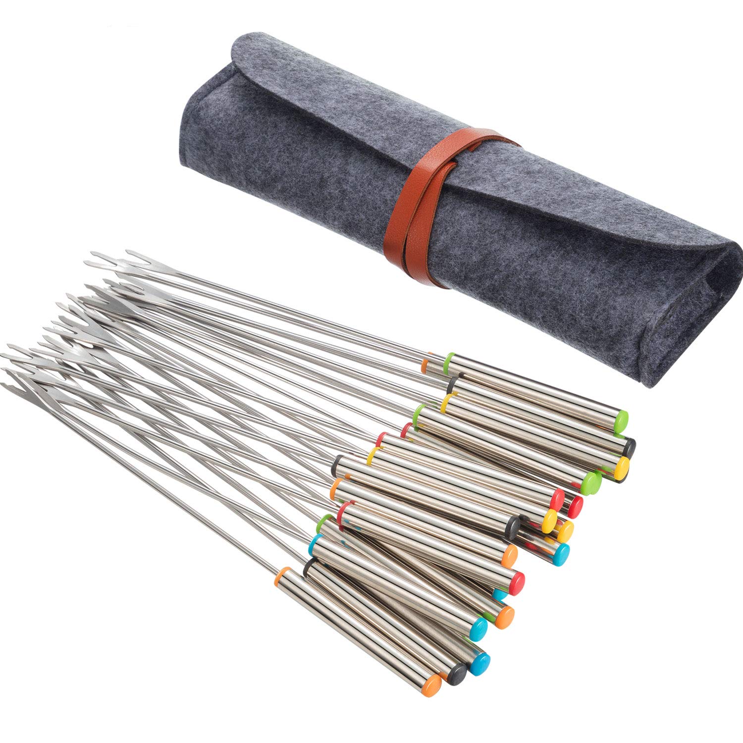 Stainless Steel Fondue Forks with Heat Resistant Handle for Cheese Chocolate Fondue Roast Marshmallows Meat, 9.5 Inch (24 Pack)