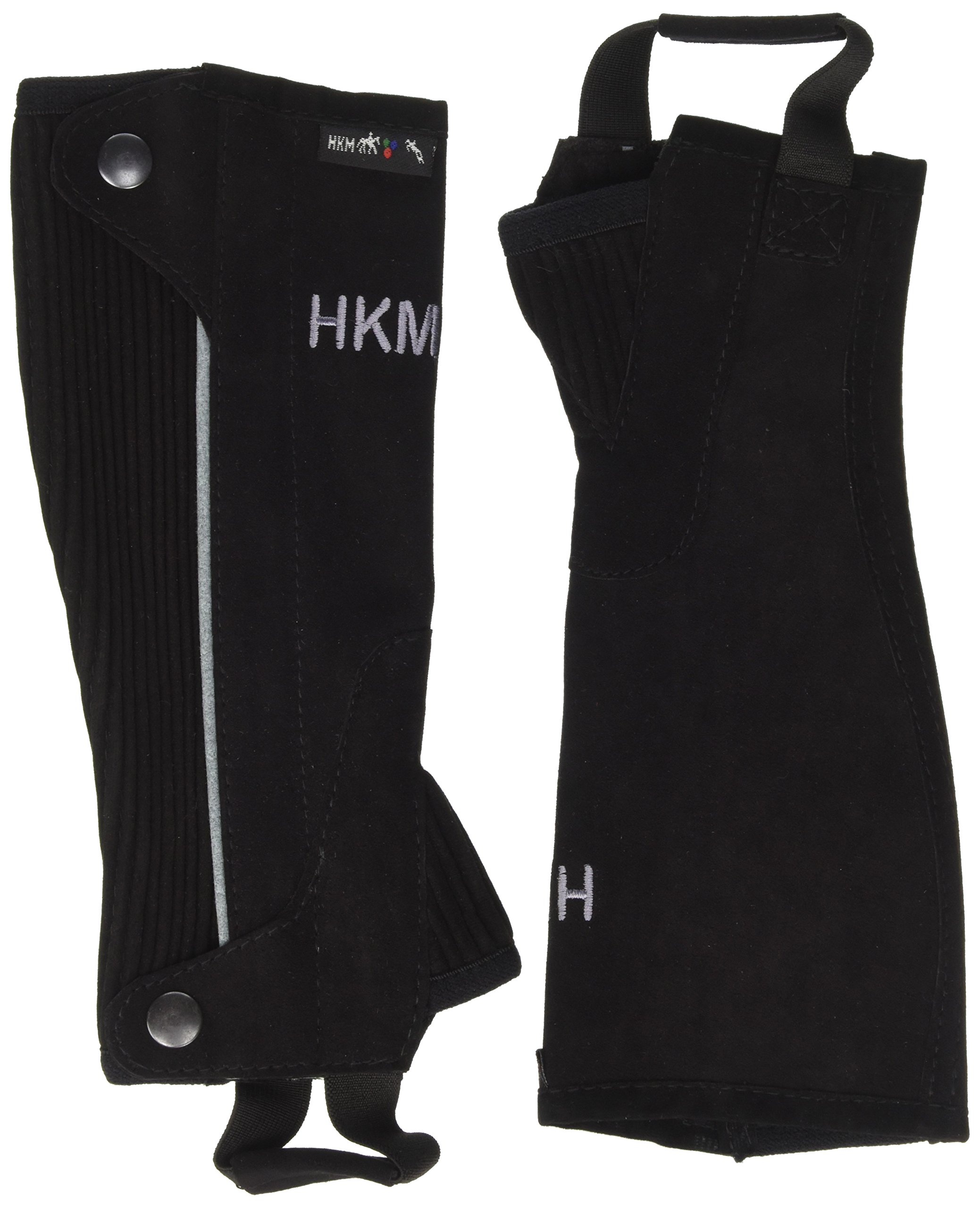 HKM 'Special' Riding Half Chaps, Imitation Suede, Black/Grey, XXL