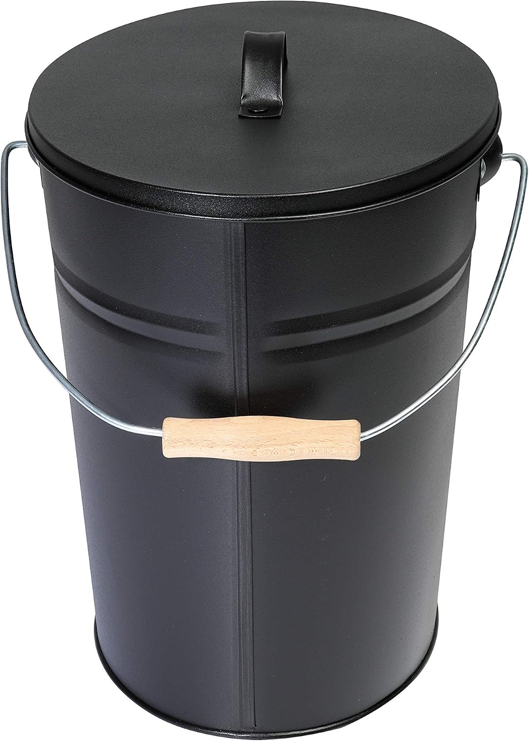axentia Kamino-Flam Ash Bucket with Lid, Steel, Black, 32 x 30 x 42.5 cm - Image 4