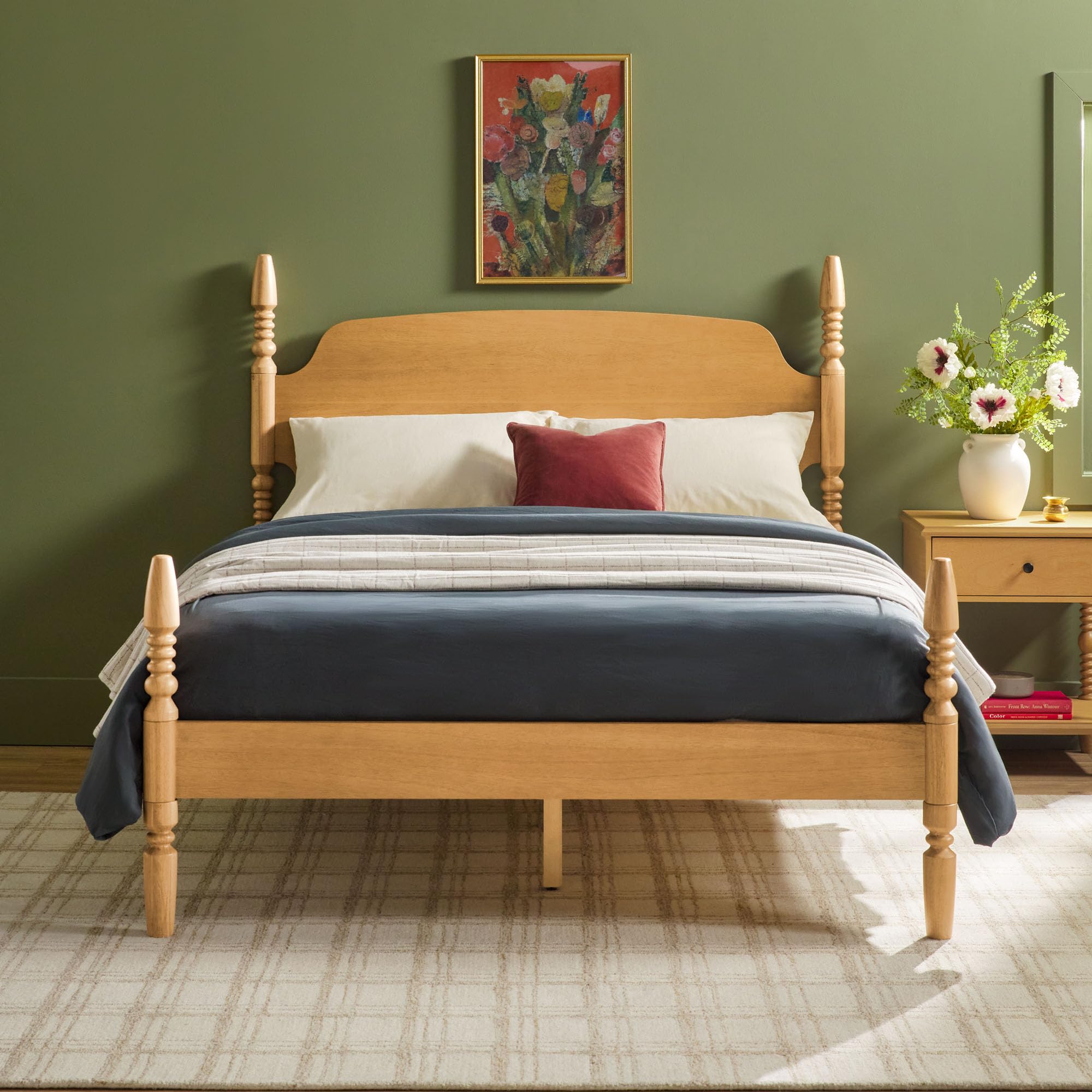 Photo 1 of ** FACTORY SEALED**SOLD AS IS NO REFUND/RETURN**
Walker Edison EZ Assembly Traditional Wood Spindle Post Bed, Modern Farmhouse Bed Frame Queen Bed Frame with Headboard, No Box Spring Required, Queen Size, Natural