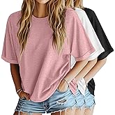 Riyiper 3 Pack Women's Oversized T-Shirt Half Sleeve Summer Tees Casual Loose Fit Crew Neck Basic Tops