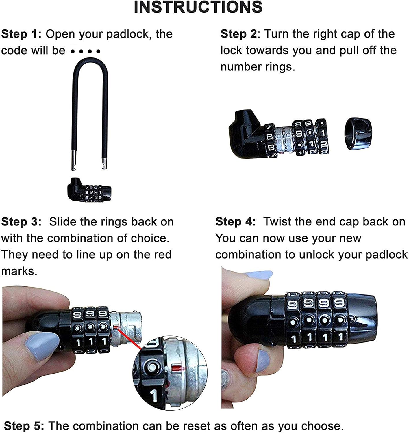 Padlock - 4 Digit Combination Lock (6 Inch ) - Easy to Operate and Resettable - Heavy Duty Steel Lock for Gym, School, Office, Locker, Outdoor, Fence Gates, Indoor - - 