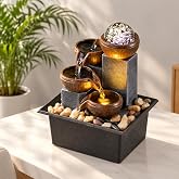 Tabletop Fountain 4 Level Tabletop Waterfall Indoor Meditation Fountain Office Home Relax Desktop Waterfall Includes Many Nat
