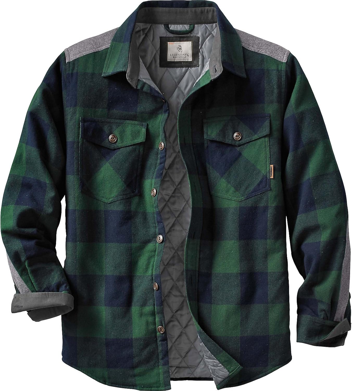 Legendary Whitetails Men's Woodsman Heavyweight Quilted Flannel Shirt Jacket: Clothing