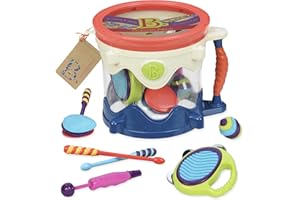 B. toys – Muscical Drum- 7 Instruments Toy Drum Kit- Drumroll Please- Musical Toys for Kids 18 months + (7-Pcs)