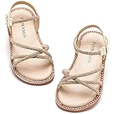 PHIRAMIN Toddler Flower Girl Sandals - Girl Summer Dress Shoes Toddler Little Kid Wedding Party