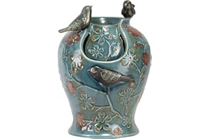 NATURE'S GARDEN Foreside Home and Garden D9402 Blue Verdigris Bird Indoor Water LED Light and Pump Fountain