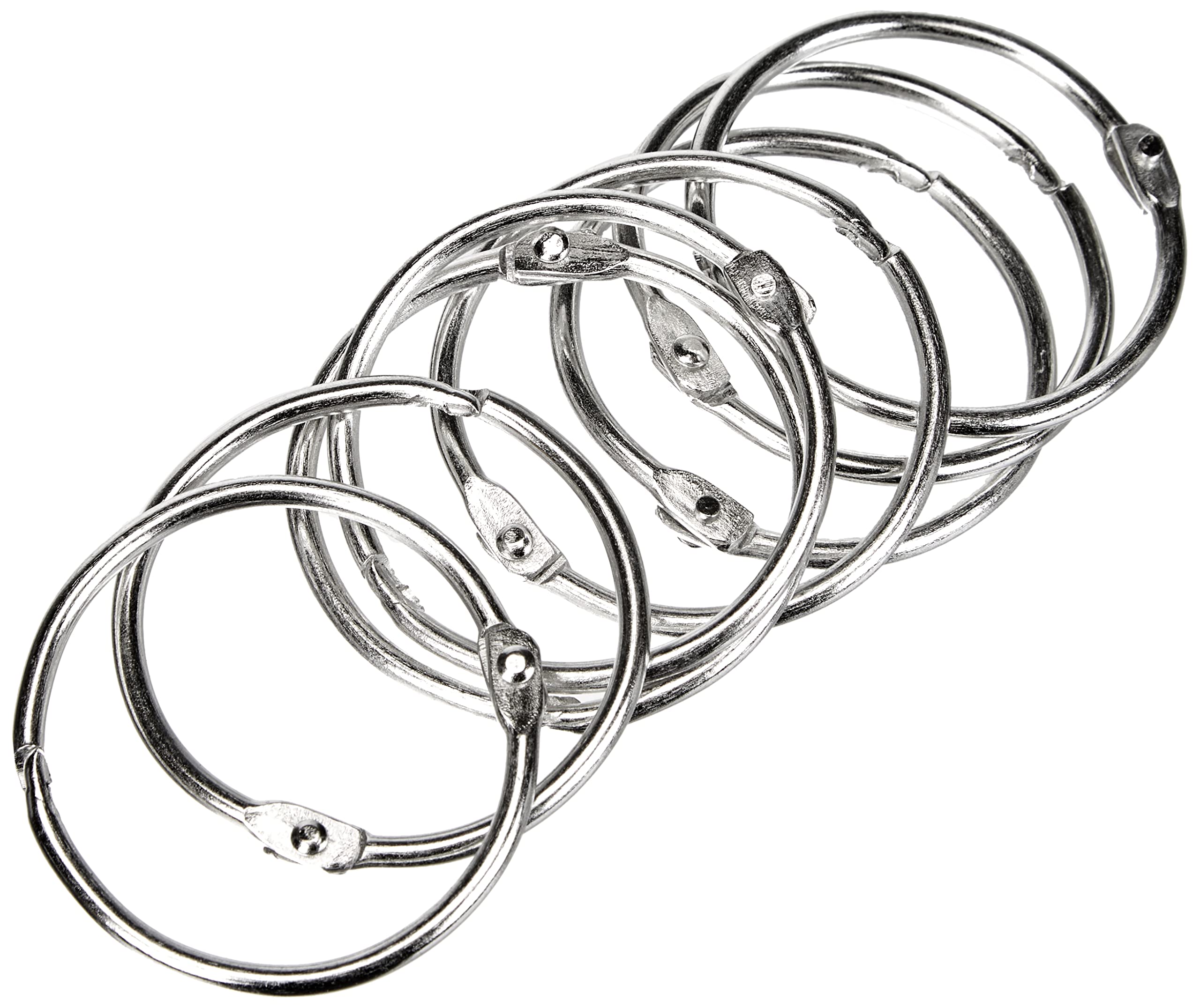 Rayher Pack of 8 Loose Leaf Rings, 8Pcs Binder Rings, Set of 8 Flah Card Rings, Metal Rings for Crafts, Diameter 38mm, silver, 2520800