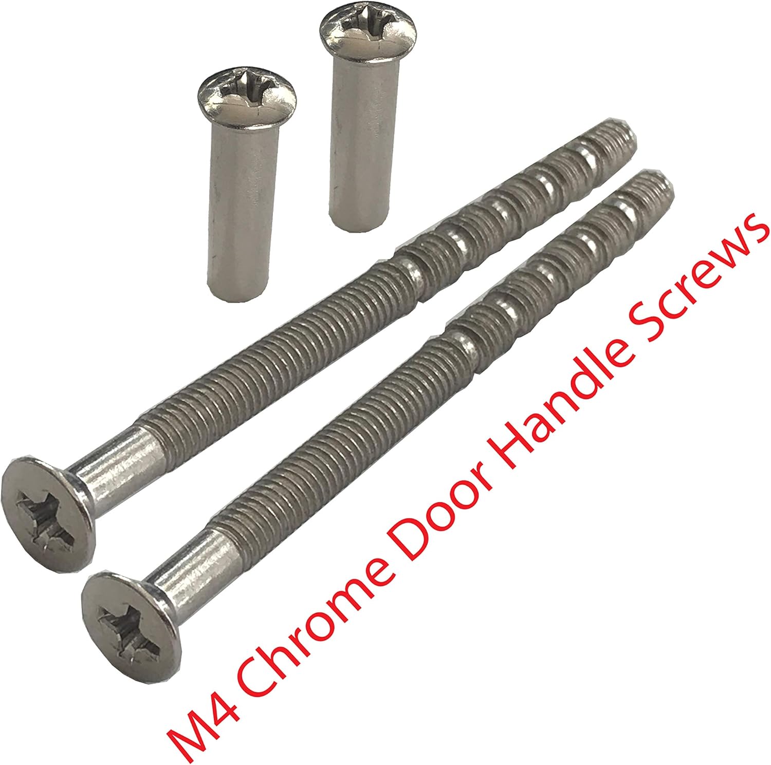 M4 Door Handle Screws Chrome with Bolt Connecting Sleeve Male to Female for Door Handle Knobs Escutcheons and Others (Pack of 2) - Image 4