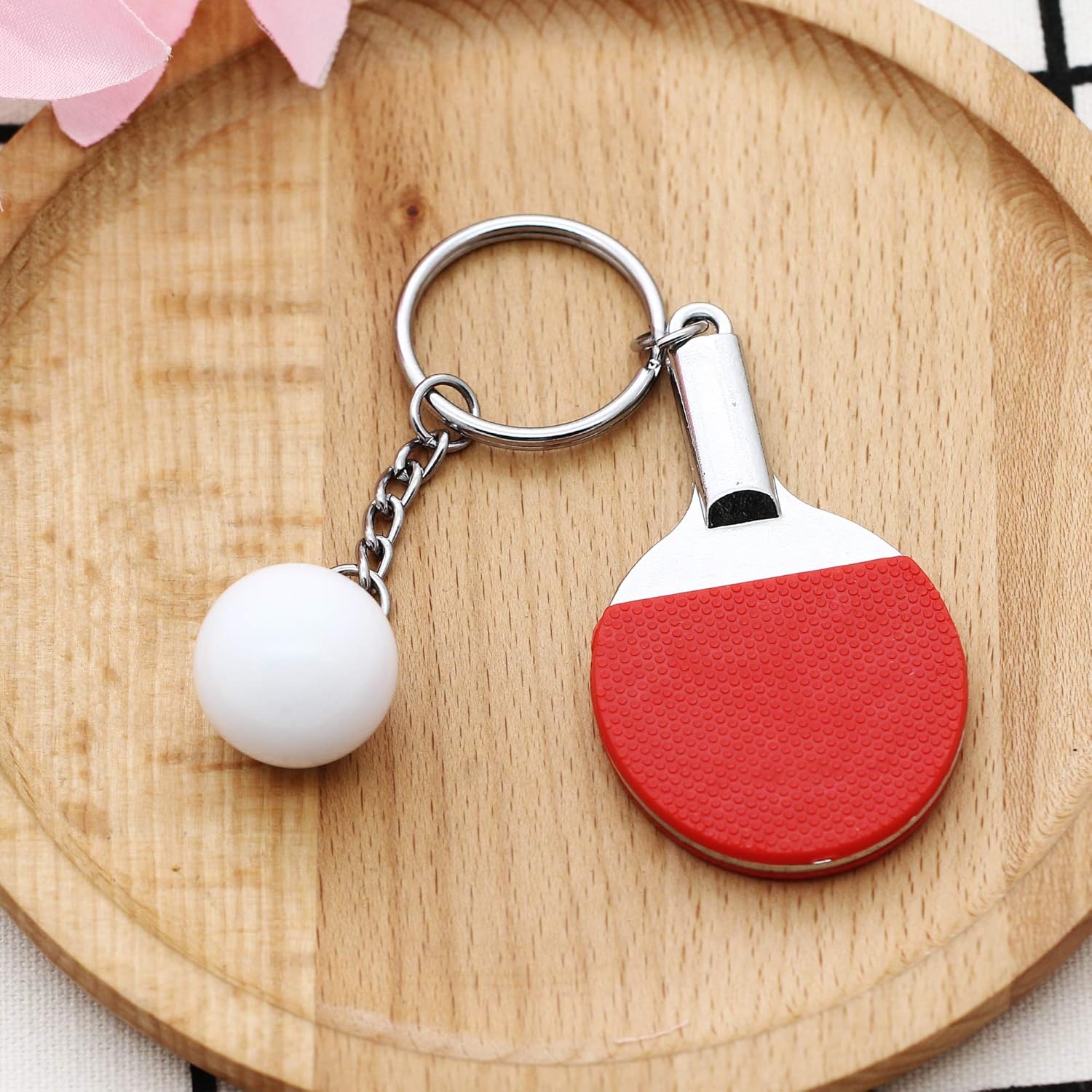"KENYG Personalized Gift Table Tennis Keychain Creative Metal keyrings Handmade Sports Jewellery Report" (Red) - Image 4