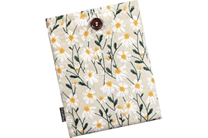 MoKo 6-7" Embroidered Daisy Padded Sleeve Pouch for Fire 7 2022, 7" Kindle Colorsoft Signature Edition 2024, Kindle 11/10/8 Gen, Paperwhite 11th/10th Gen, Pouch for Voyage/Kobo eReader, Beige