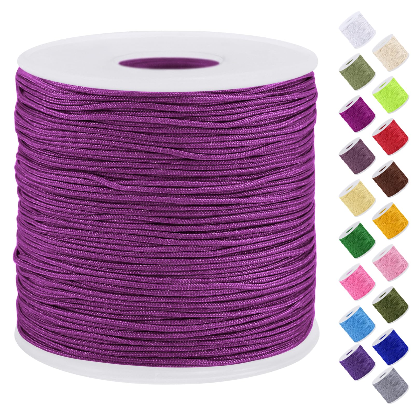 Uiopa Nylon Cord, 0.7mm x 131 Yards Nylon String for Bracelet Making, Beading Thread Bracelet Cord for Necklace, Jewellery Making, Macrame, DIY Crafts, Fuchsia