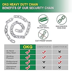 OKG Heavy Duty Security Chain, 3.9ft x 5/16" Thick