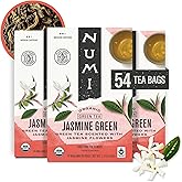 Numi Organic Green Tea with Jasmine, 54 Green Tea Bags Scented with Real Jasmine Flowers, Micro-Plastic Free Compostable Bags