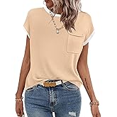 Zeagoo Womens Sweater Vest Fall 2026 Loose Fit Cape Sleeve Knit Ribbed Tank Tops with Front Pocket S-XXL