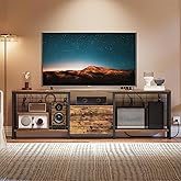 YATINEY TV Stand with Power Outlet Up to 75 Inch, Entertainment Center with 2 Fabric Drawers, TV Console Table with Open Storage Shelves for TVs, Cable Management, for Living Room, Bedroom, DS18UBRY1