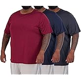 Real Essentials 3 Pack: Men’s Big & Tall Short Sleeve Dry Fit Crew Neck T-Shirt - Gym Workout Athletic Running Tee (3XT-5XT)