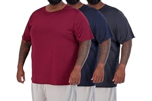 Real Essentials 3 Pack: Men’s Big & Tall Tech Stretch Long-Sleeve & Short-Sleeve Dry-Fit T-Shirt (3XT-5XT)