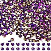 AICHUB Glass Beads for Jewelry Making, 425Pcs 6mm Briolette Crystal Beads for Bracelet Craft Necklace Earring Making Wine Charms Wind Chimes, Purple Color