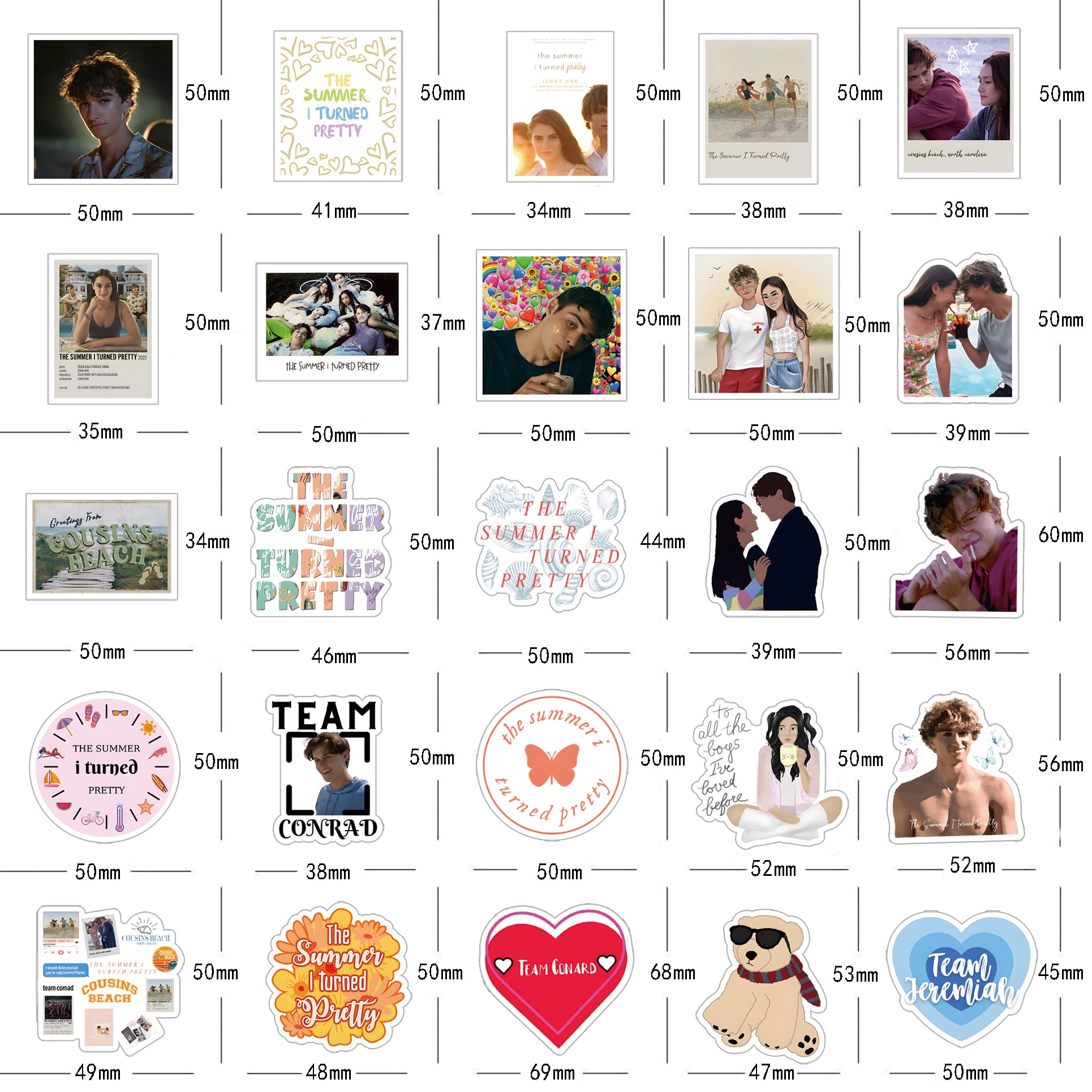 60 Pcs The Summer I Turned Pretty Classic TV Fashion Aesthetic Waterproof Vinyl Stickers for Adults for Birthday Party Supplies Decoration Favors for Water Bottles Laptop Suitcase
