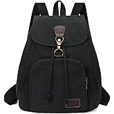 GAEKEAO Small Backpack for Women Canvas Mini Backpack Purse Casual Daypack for Daily Travel Work Sports College Shopping (Black)
