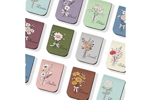 Personalized Name Magnetic Bookmark Custom Leather Bookmark Clip with Birth Flower Customized Page Marker Gift for Book Lover