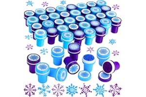 WILLBOND 36 Pieces Snowflake Stamps Winter Stamps Bulk Plastic Colored Self Ink Assorted Snowflake for Card Making Christmas Party Favors, 6 Styles(Dark Blue, Light Blue)