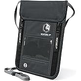 VENTURE 4TH Neck Wallet, RFID Blocking Passport Holder for Travel – Hidden Neck Pouch with 6 Compartments, Slim Lightweight Organizer with Adjustable Strap for Cash, Cards & Passport (Gray)