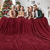 Macevia California King Size Blanket, Big Soft 120x120 Inches, Giant Fleece Fits Whole Family & Outdoor for Bed, Sofa, Couch, Camping (Burgundy, 120"x120")