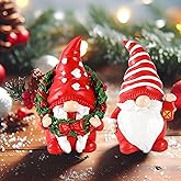 GoGnome Set of 2 Resin Gnome Christmas Decorations - Christmas Table Decor 4.3'' Christmas Ornaments 2024 Gnome Figurines Festive Holiday Decor (Xmas Gnomes)