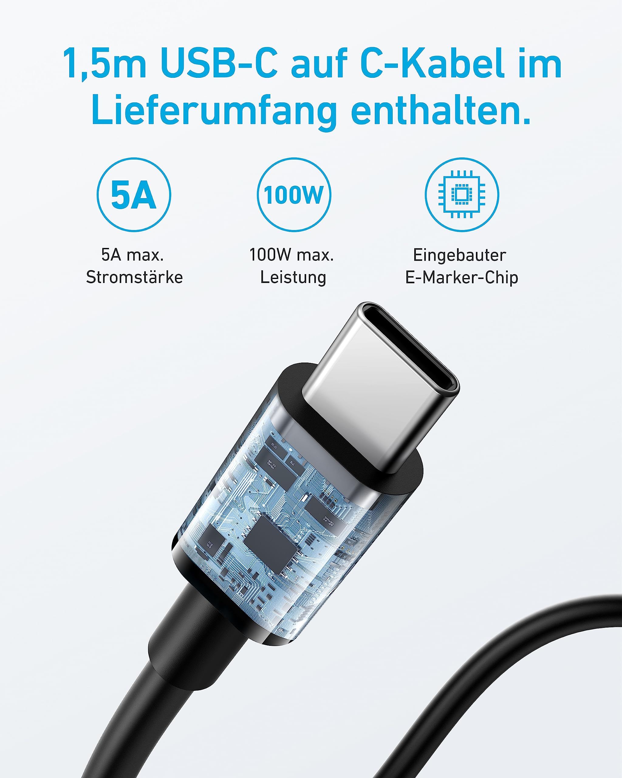 Anker USB C Ladegerät 67W, Anker 335 Hochleistungs-Netzteil mit PIQ 3.0, 3-Port Schnellladegerät, iPad ladegerät, PD Charger für iPhone 17/16/15 Series, MacBook Pro, iPad, Galaxy, Pixel und mehr 6