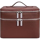 idoltimes Makeup Case, Large Capacity Waterproof Double Layer Cosmetic Bag with Removable Divider, Double Compartment Brush Organizer, Multi-functional Travel Organizer