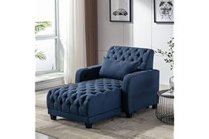 HomSof Chaise Lounge Indoor Convertible Sofa Bed, Adjustable Backrest Lounge Sofa with Thick Padded, Reclining Chair with Solid Rubber Wood Leg