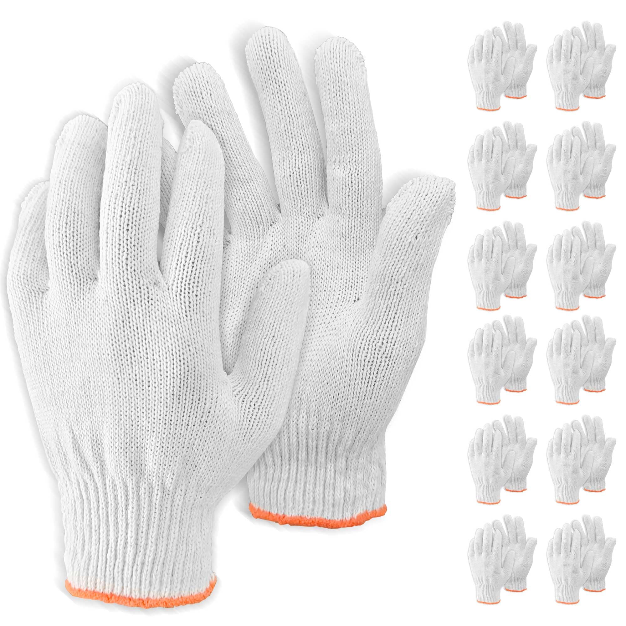 Viganoc 12 Pairs Cotton Work Gloves Knit Safety Protection Hand Working Gloves for Men and Women, Ideal for General Duty Work (Medium, White)