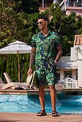 COOFANDY Men's Hawaiian Matching Set Summer