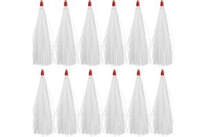 AGOOL Fishing Bucktail Teasers, 12pcs Saltwater Fishing Lures Flounder Rig Bucktail Teaser for Cod Flounder Seabass Fishing Teasers Plugs 3 Colors