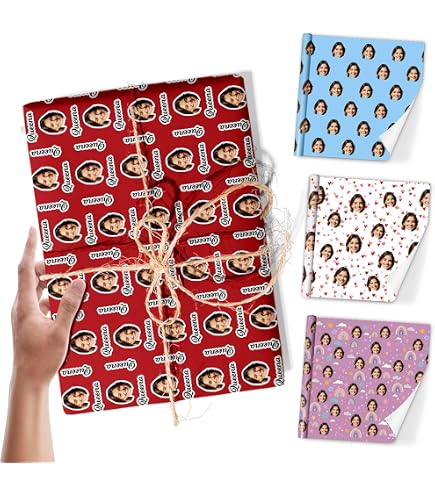 Papier Cadeau Personnalisé Avec Photo Et Texte - Rouleau Brillant épais 74x51 Cm, Pour Anniversaire, Noël, Mariage - 7