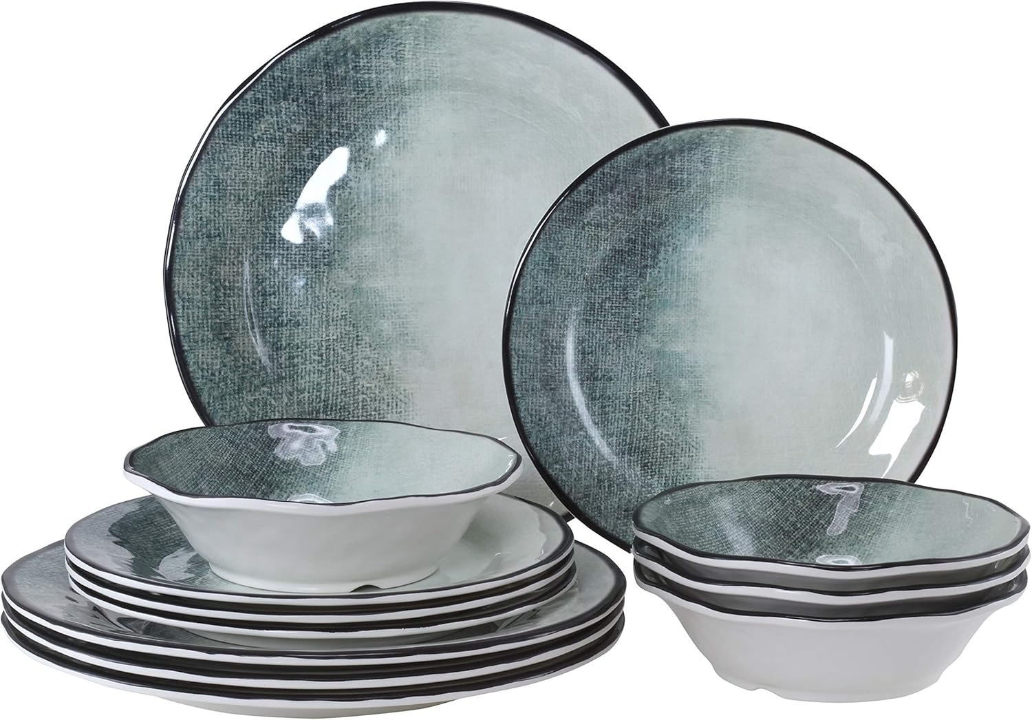 Gufaith Melamine Dinnerware Sets for 4, Plates and Bowls