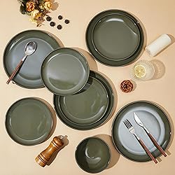 Pokini 16 Piece Double Bowl Dinnerware Sets with