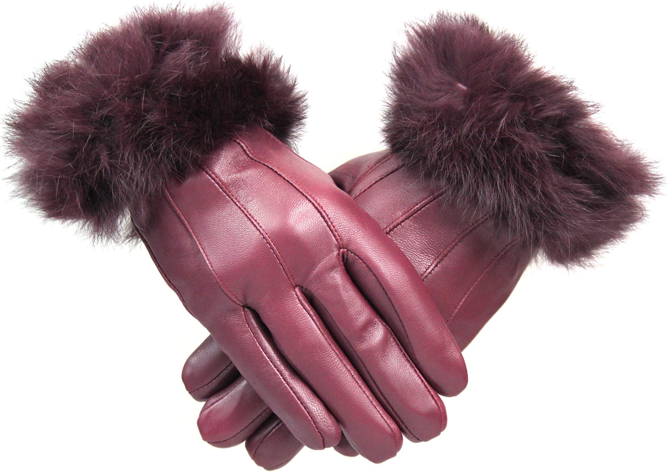 Womens 100% Leather Winter Gloves With Fur Trim Fleece Lined Ladies Warm Christmas Gift Different Colours M L XL FREE UK POSTAGE