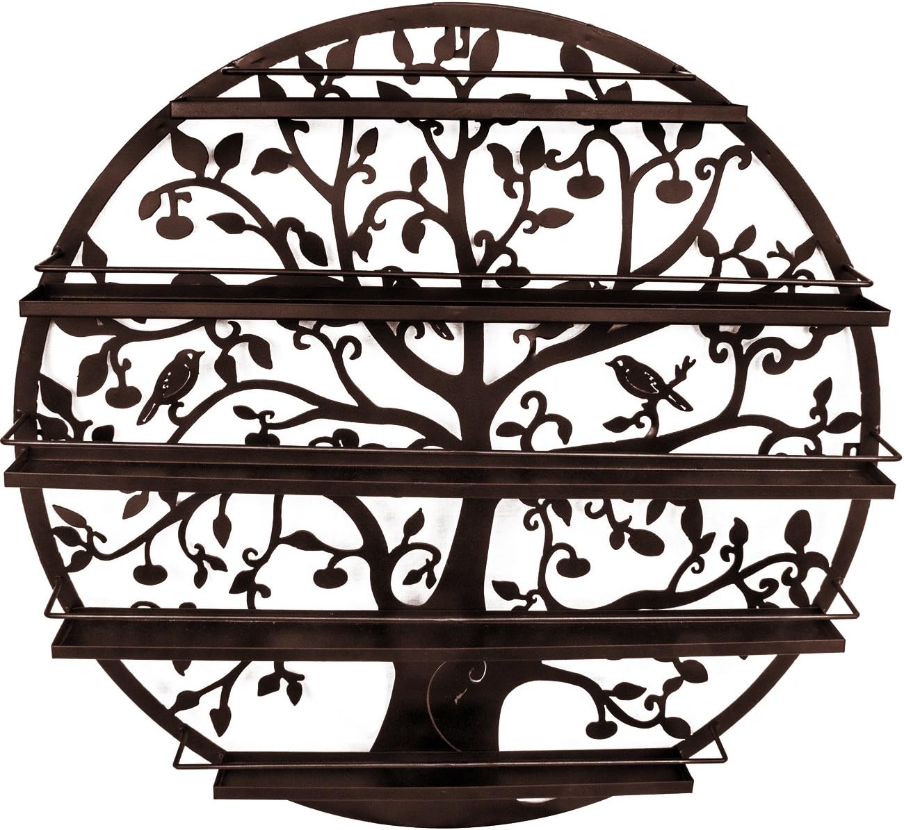 Sorbus Wall Mounted 5 Tier Nail Polish Rack Holder - Tree Silhouette Round Metal Salon Wall Art Display (Bronze)