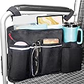 UlifeBetter Wheelchair Side Bag with Cup Holder Wheelchair Accessories Armrest Bags Storage Pouch for Wheelchair/Rollator/Walker/Electric Scooter Ideal Elderly Accessories & Gift (Black)