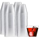 Munfix 100 Clear Plastic Cups 9 Oz Old Fashioned Tumblers Fancy Disposable Wedding Party Cups Recyclable and BPA-Free