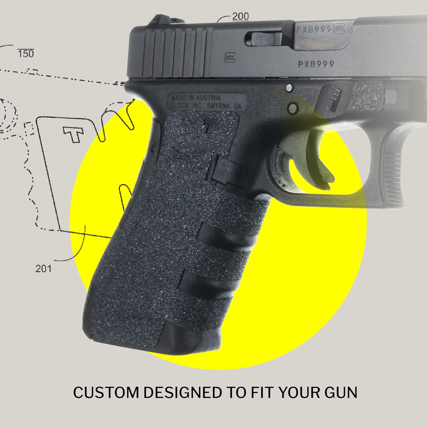 TALON Grips Adhesive Pistol Grip Compatible with Glock 17, 22, 24, 31, 34, 35, 37 – Made in The USA – Gen - Granulate, Black : Sports & Outdoors