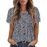 ONLYSHE Womens Shirts Cute Summer Lightweight Tops Short Sleeve Casual Swing Blouse