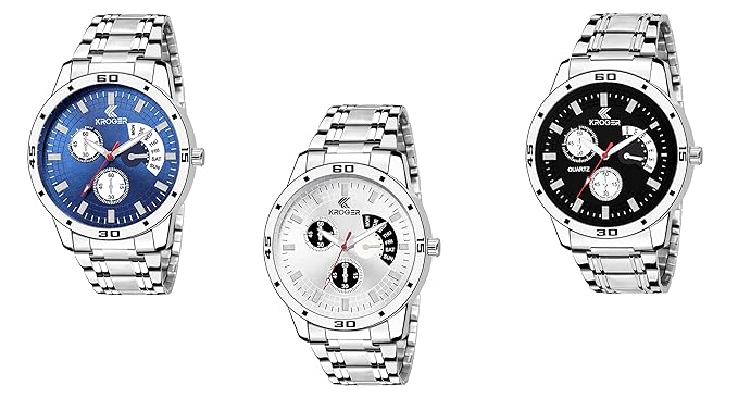 Quartz Movement Combo Pack of 3 Multicolour Analog Watch for Men and Boys (KRG1308)