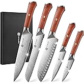 YOTSUBA 5PCS Kitchen Knives Set,Kitchen Knife Set,German High Carbon Stainless Steel Ultra Chef Knife Sets with Ergonomic Handle for Chopping Vegetable and Cooking