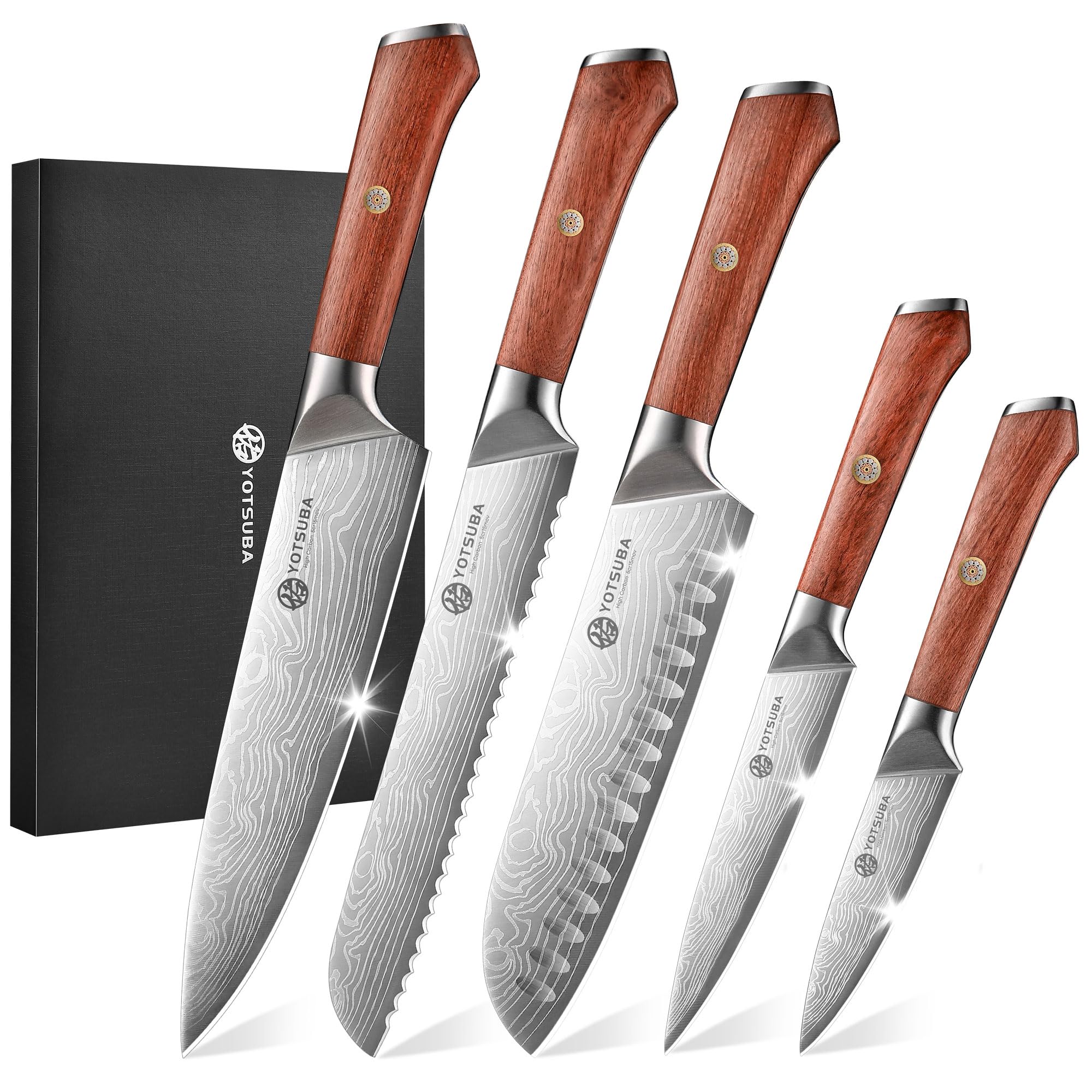 Photo 1 of YOTSUBA 5PCS Kitchen Knives Set,Kitchen Knife Set,German High Carbon Stainless Steel Ultra Chef Knife Sets with Ergonomic Handle for Chopping Vegetable and Cooking