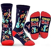 ZAGKOO Funny Music Socks for Men, Women - Rock Guitar, Saxophone, Trombone Novelty Socks - Christmas Music Lovers Gift Ideas
