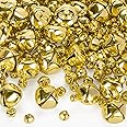 Shindel 250PCS Gold Jingle Bells, Small Christmas Bells for Crafting, Craft Bells for Xmas Decoration, Bulk Blls for DIY Favor, 4 Assorted Sizes